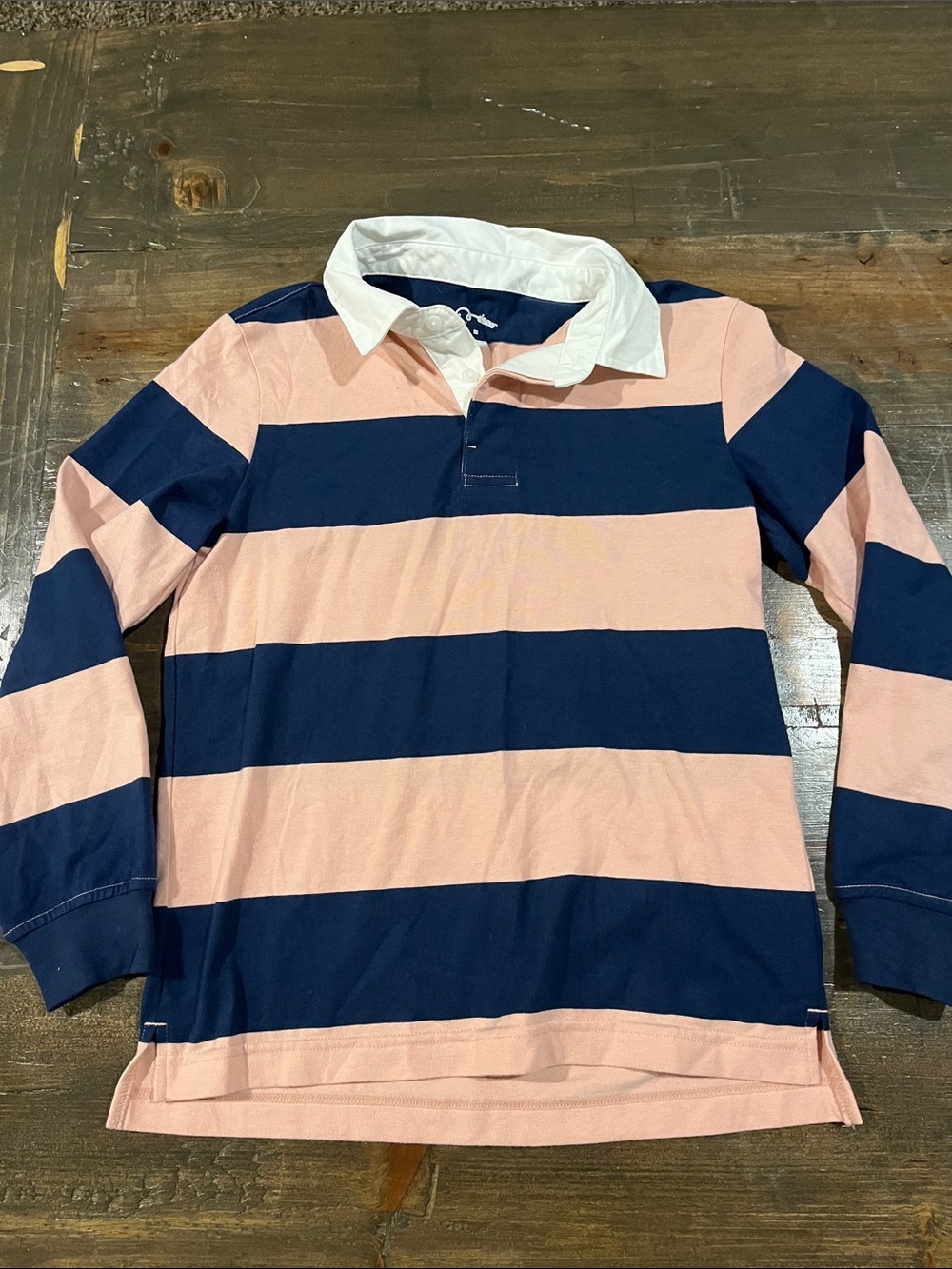 art class Pink and Navy Striped Rugby-Style Long-Sleeve Shirt
